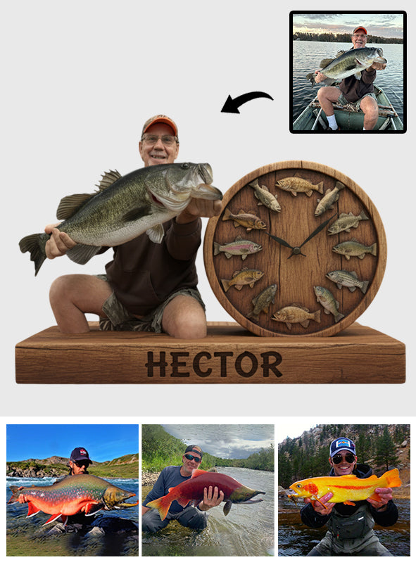 It's Always Fish O'clock - Personalized Fishing Desk Clock Plaque