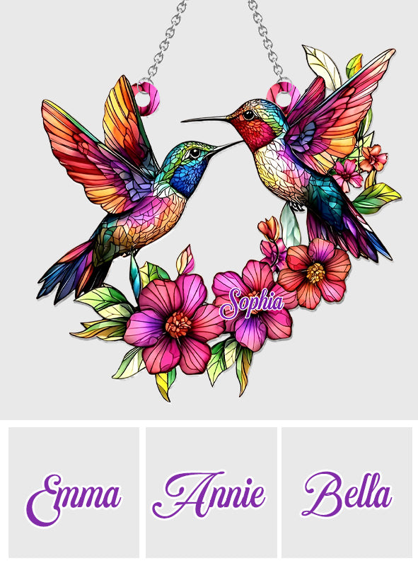 Coloful Hummingbird - Personalized Hummingbird Window Hanging Suncatcher Ornament