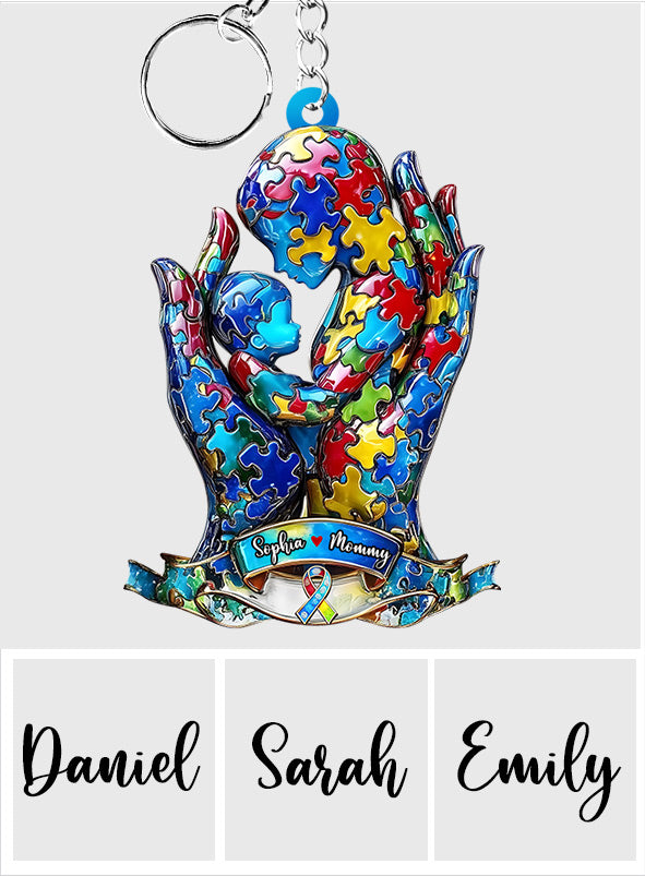 Mama und Kind – Personalisierter Schlüsselanhänger zur Sensibilisierung für Autismus