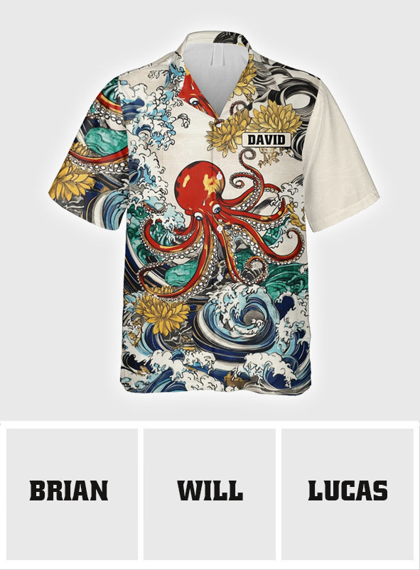 Japanische Meerestierkunst – Personalisiertes Hawaiihemd für Meeresliebhaber