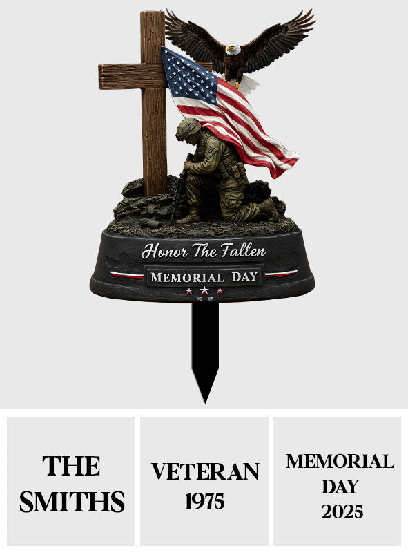 Ehrt die Gefallenen, Gedenktags-Gartendekoration – Personalisierte Metall-Gartenkunst für Veteranen