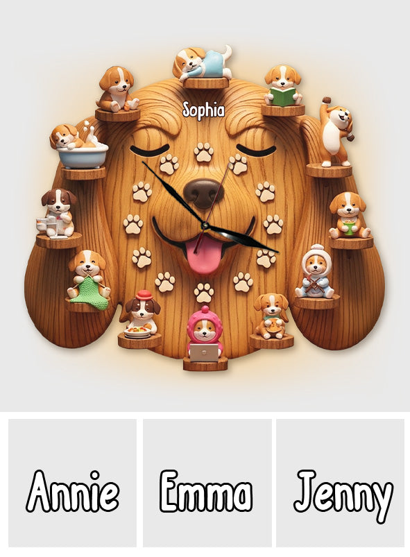 Cute Dogs - Personalized Dog LED Light Wall Clock