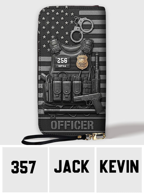 Serve And Protect - Personalized Police Officer Leather Long Wallet