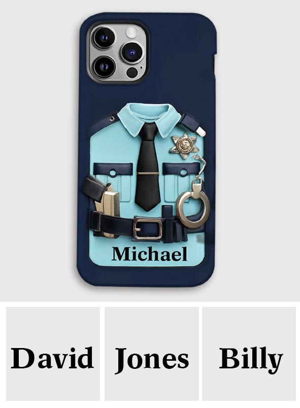Officer, Police Uniform, Badge and Handcuffs - Personalized Police Officer Full Print Phone Case