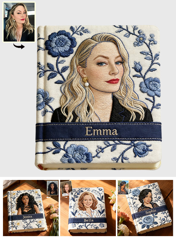 Personalisierbares Notizbuch aus Leder mit Foto und Geburtsblume – Selbstliebe-Notizbuch