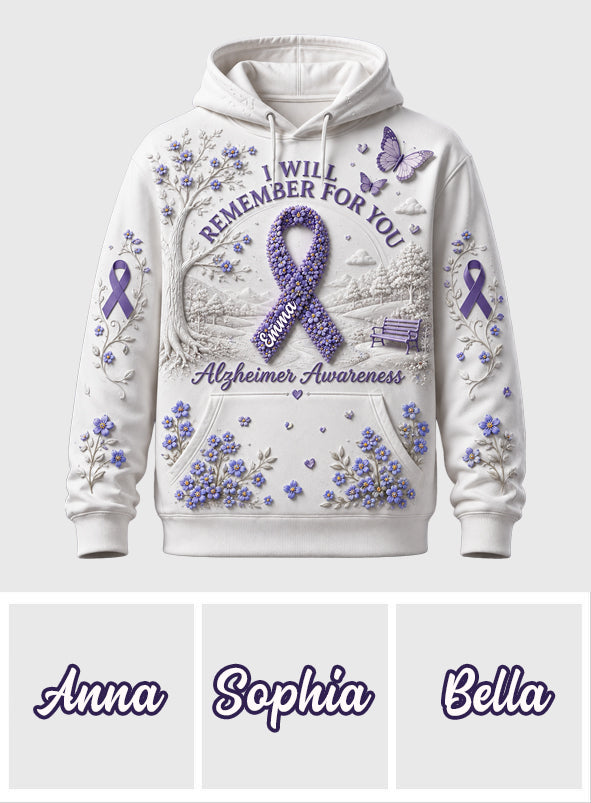 I Will Remember For You Purple - Personalized Alzheimer Awareness All Over Shirt