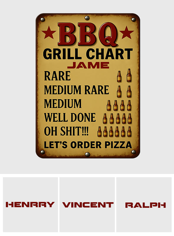 BBQ Area - Personalized Grilling Rectangle Metal Sign