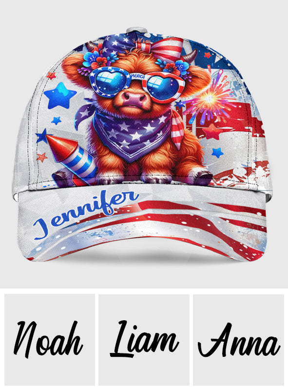 Highland Cow-Mütze zum 4. Juli – Personalisierte Highland Cow Classic-Mütze