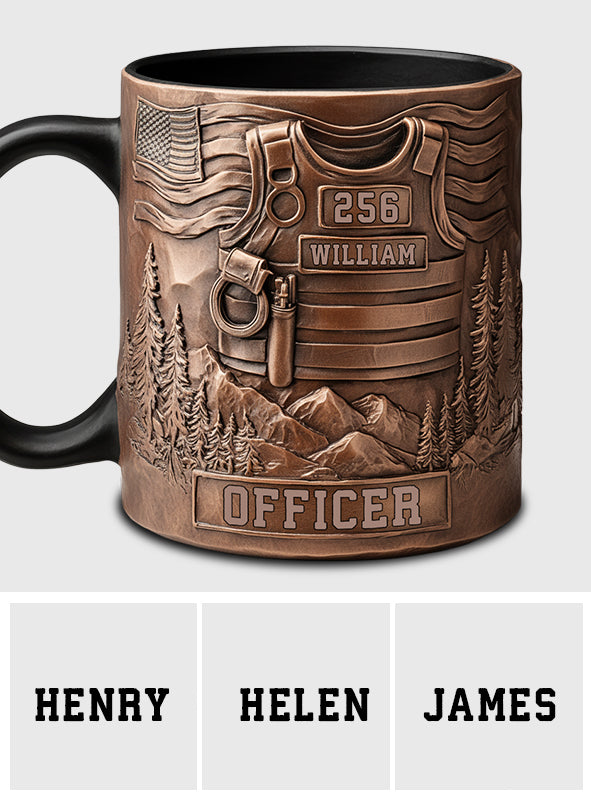 Dienen und Schützen – Personalisierte Tasse mit Polizeimotiv