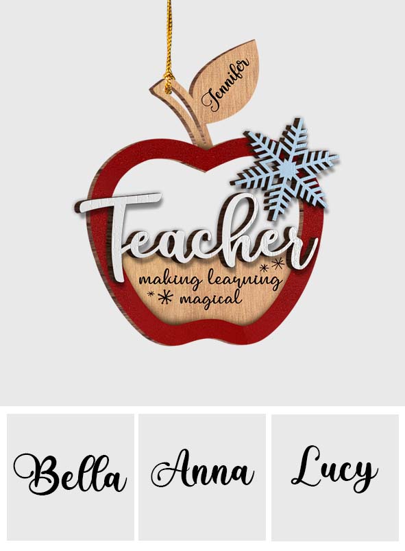 Weihnachtsschmuck für Lehrer – Personalisierter, zweilagiger Holzschmuck für Lehrer