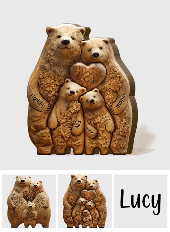 Bear Family - Personalized Family Shaped Wooden Puzzle