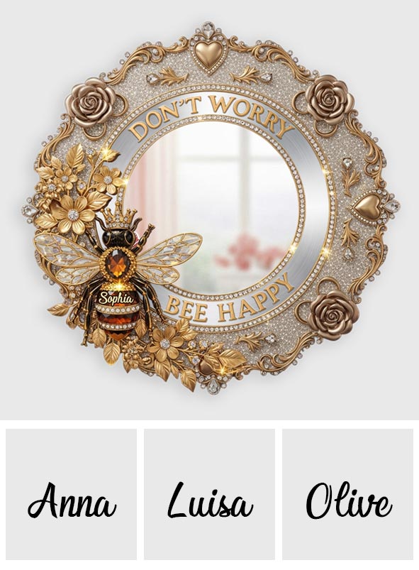 Bee Happy - Personalized Bee Wall Hanging Mirror