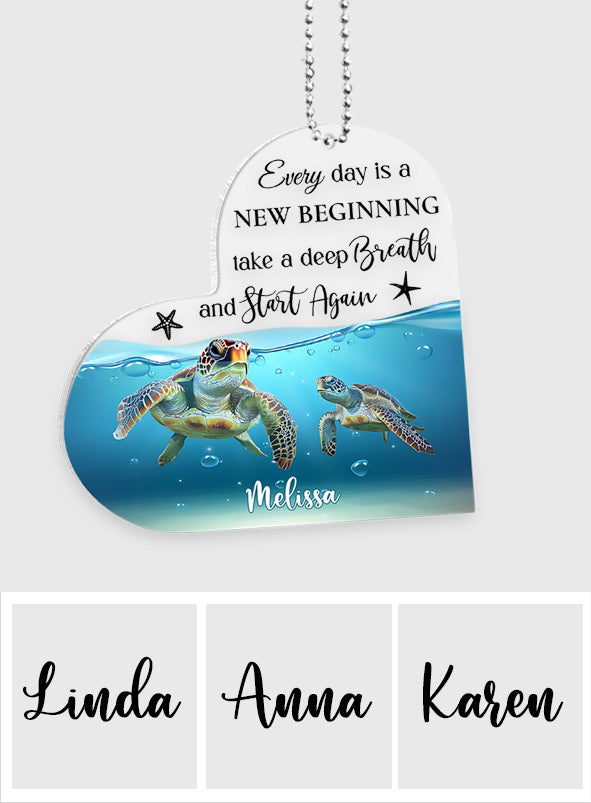 Start Again Positive Turtle - Personalized Turtle Transparent Car Ornament