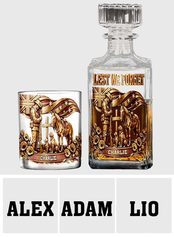 Lest We Forget, Anzac Day - Personalized Veteran Whiskey Decanter Set
