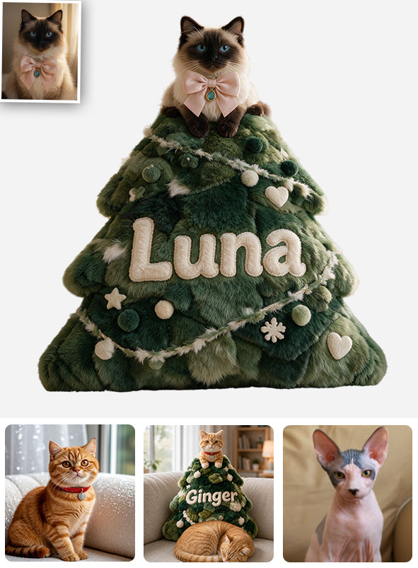 Meowy Christmas - Personalized Cat Premium Faux Fur Pillow