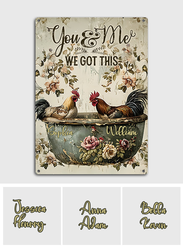 Chicken Couple You And Me - Personalized Chicken Rectangle Metal Sign