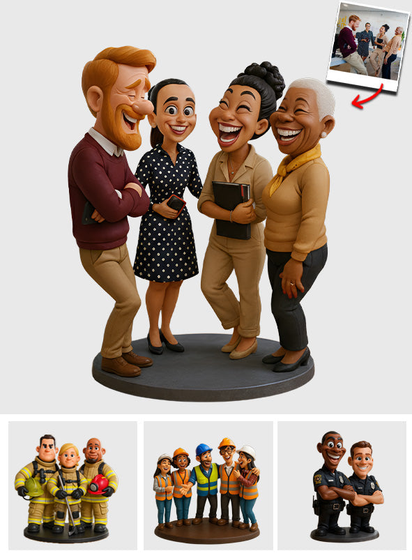 Witziges Geschenk im Karikaturstil – personalisierte Acrylplakette in Sonderform für Kollegen