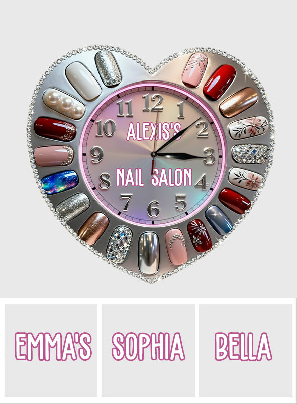 Nail Salon Decor - Personalized Nail Salon LED Light Wall Clock