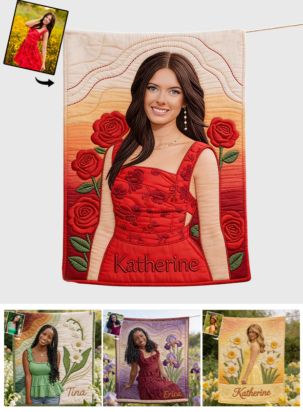 Geburtsblumen-Decke mit Geburtsmonatsblume – personalisierte Geburtsmonats-Blumendecke mit Geburtsmonatsblume (Foto nach Wunsch)