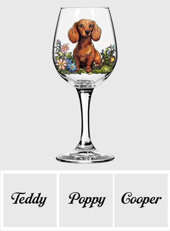 Custom Pet's Photo, Stained Glass Style - Personalized Dog Wine Glass With Long Stem