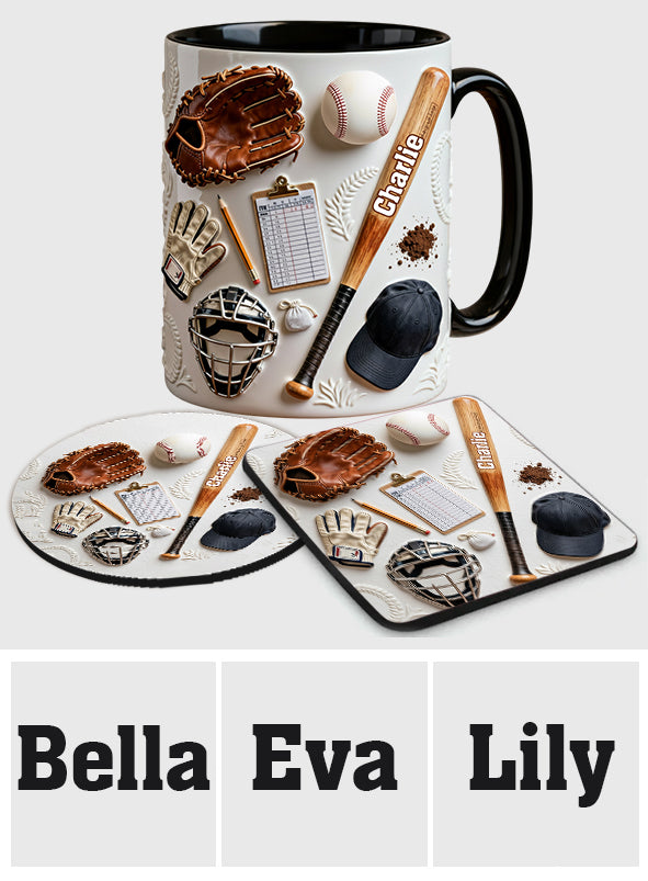 Love Baseball - Personalized Baseball Accent Mug & Coaster