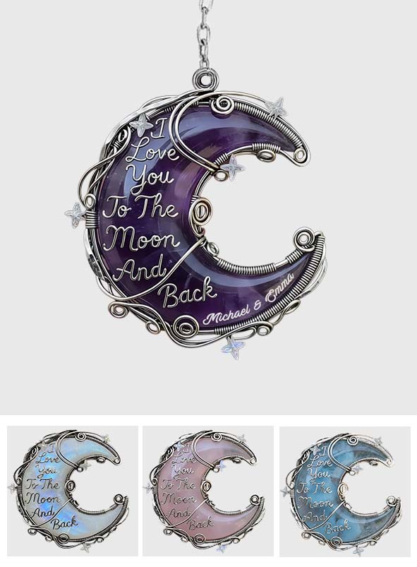 Geschenk für Sie, Valentinstagsgeschenk, Ich liebe dich bis zum Mond – Personalisierte Partner-Halskette mit individuell geformtem Anhänger