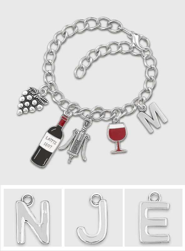 Love Wine - Personalized Wine Bracelet With Charms