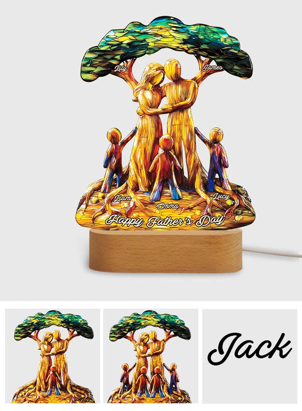 Für uns bist du die Welt – Personalisierte, vaterförmige Gedenktafel mit Leuchtfuß