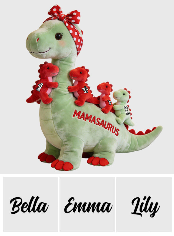 Mamasaurus Geschenk für Mama und Oma – Personalisiertes Kissen in Form von Mutter-Kunstfell
