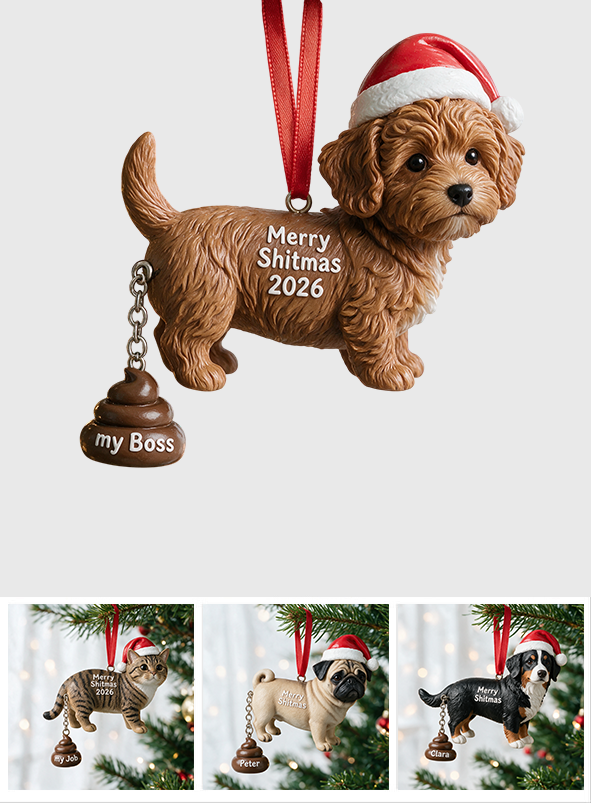 Merry Shitmas - Personalized Dog Ornament With Charm