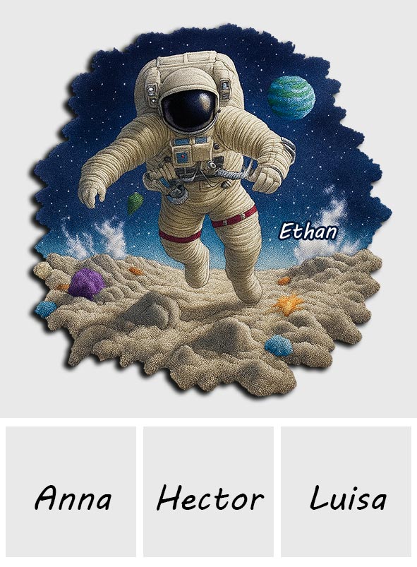 Space And Astronaut - Personalized Kid Shaped Doormat/ Rug