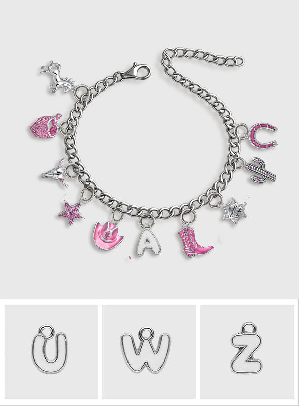 Gift For Cowgirls - Personalized Cowgirl Bracelet With Charms
