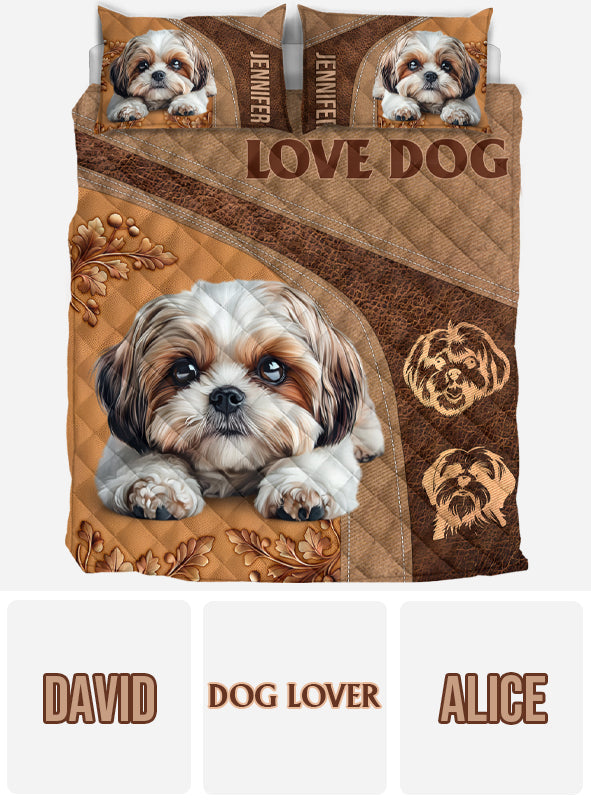 Schlafender Shih Tzu - Personalisierte Hunde-Bettdecken-Set
