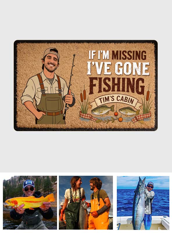 Wenn ich vermisst werde, bin ich verschwunden - Personalisierte Fußmatte/Teppich in Fischform