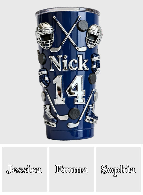 Ice Hockey Makes Me Happy - Personalized Hockey Tumbler