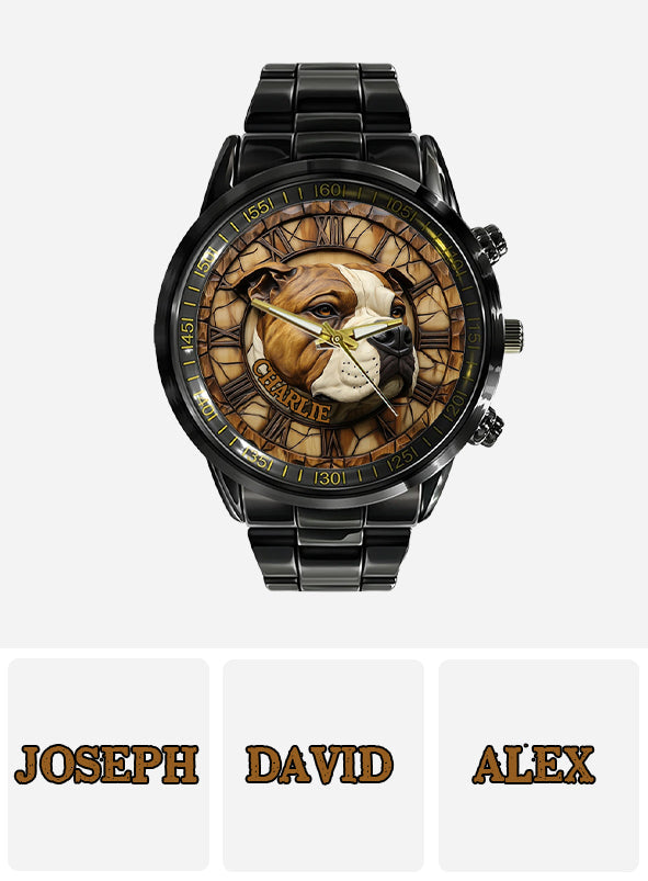 Mutiger American Staffordshire Terrier - Personalisierte Hunde-Handuhr