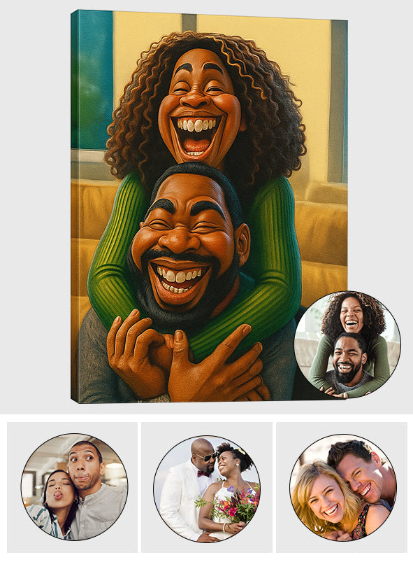 Lustiges Geschenk im cartoonhaften, übertriebenen Maskottchen-Stil – personalisierte Leinwand und Poster