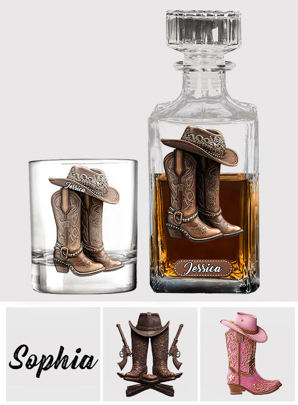 Western Spirit - Personalized Cowgirl Whiskey Decanter Set