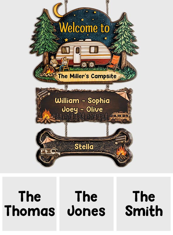 Willkommen auf unserem Campingplatz – personalisiertes Campingschild aus Palettenholz