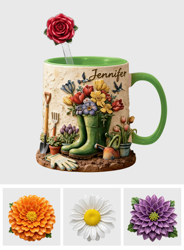 Love Gardening - Personalized Gardening Set Accent Mug with Acrylic Stirrers
