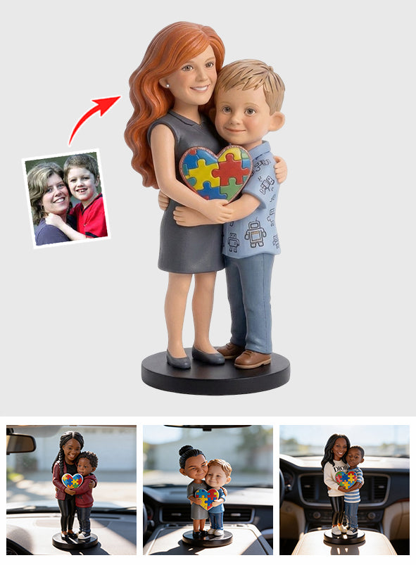 Autism Mom and Kid - Personalized Autism Awareness Premium 3D Figurine