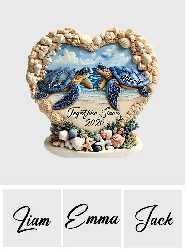 Gemeinsam seit - Personalisierte, individuell geformte Acrylplakette in Schildkrötenform
