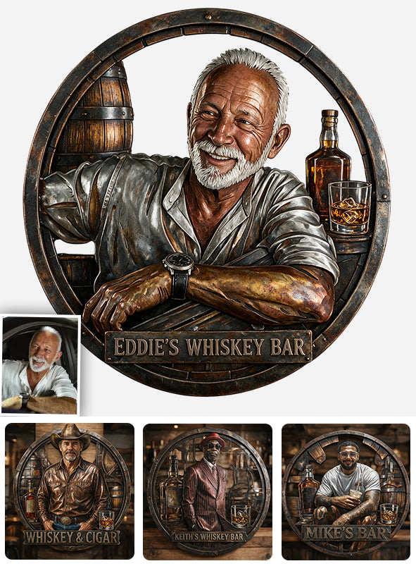 Whiskey Bar Decoration - Personalized Whisky 3D Printed Cut Metal Sign