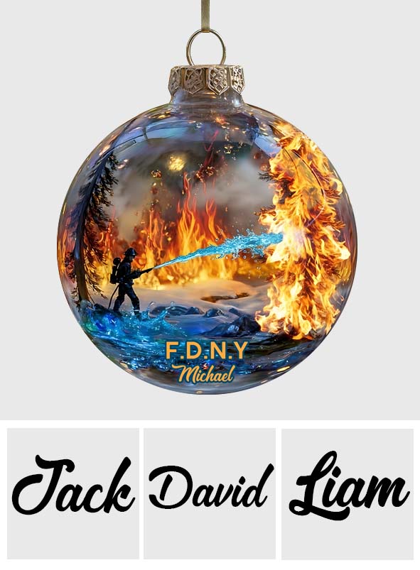 Hero In Action Fire Scene - Personalized Firefighter Ornament