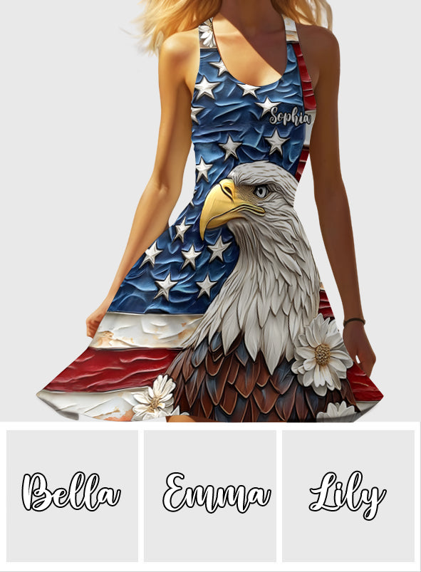 Gott segne Amerika – Personalisiertes ärmelloses Kleid mit Weißkopfseeadler