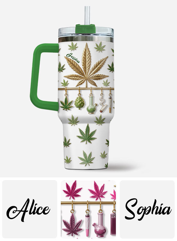 Green Magic Leaf – Personalisierter Weed-Becher mit Henkel