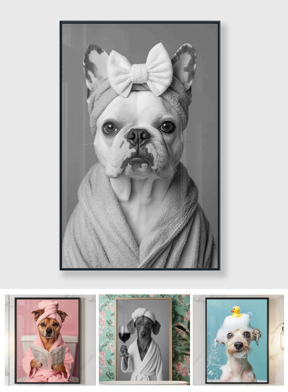 Custom Pet Portrait Photo Funny Bathroom Art - Personalized Dog Canvas And Poster