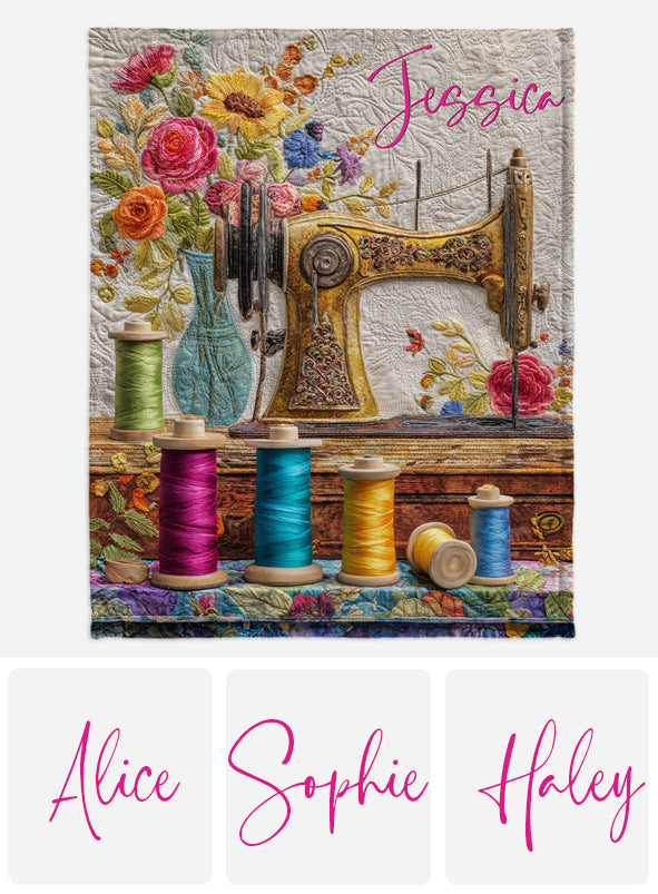 Vintage-Nähmaschine – personalisierte Nähdecke