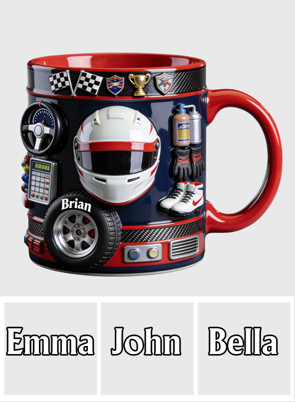 Born to Race – Personalisierte Tasse und Untersetzer mit Rennsportmotiv