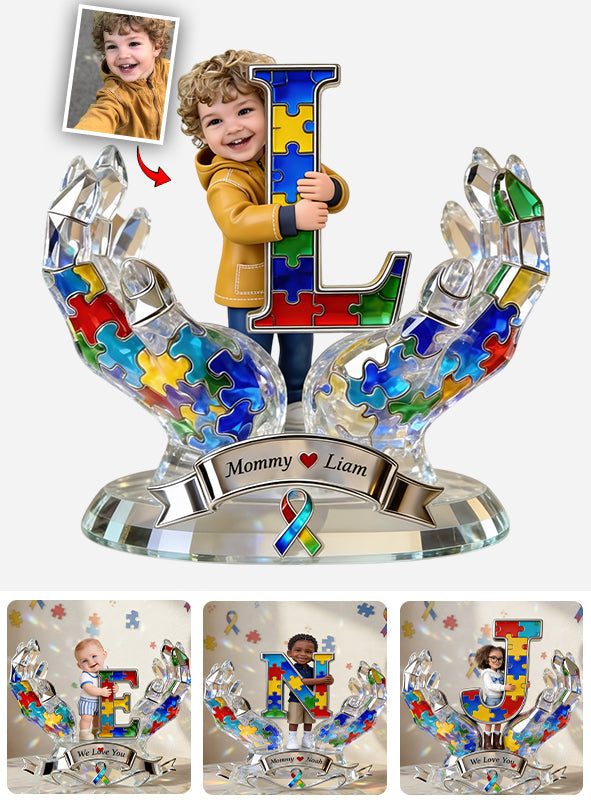 Individuell gestaltbare Acrylplakette mit Foto Ihrer Wahl – Personalisierte Gedenktafel zur Sensibilisierung für Autismus